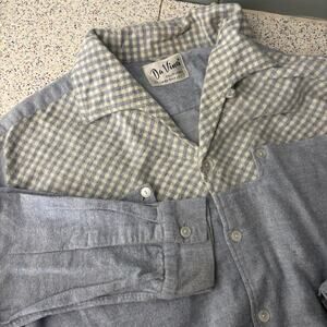 Vintage 50s/60s Men’s DaVinci Long Sleeve Button Collar Shirt Blue No Size Tag